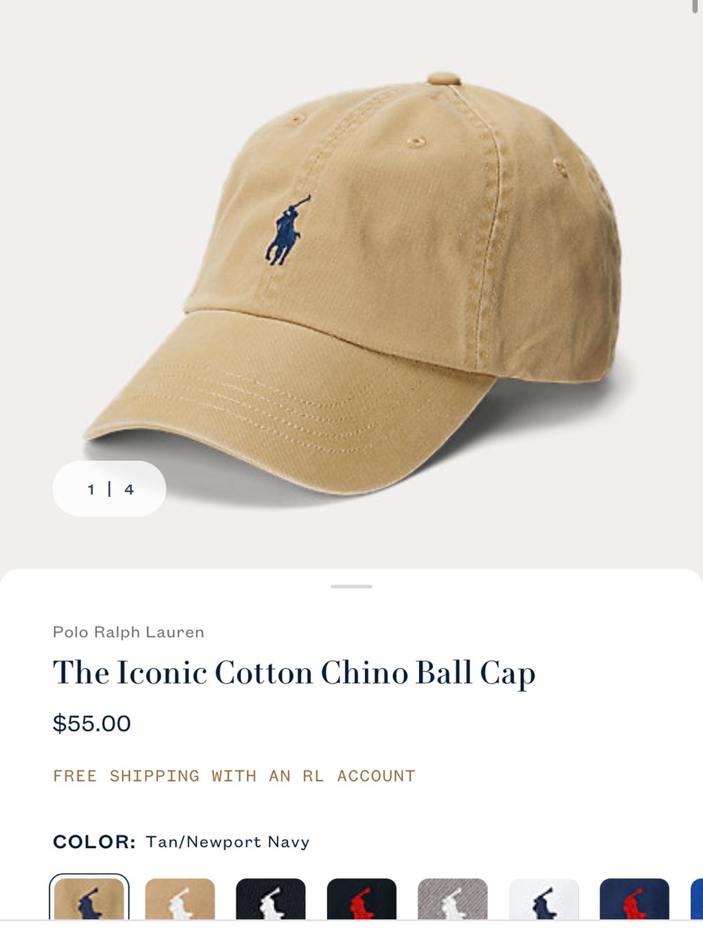 Polo by Ralph Lauren Tan Baseball Cap with Navy Logo